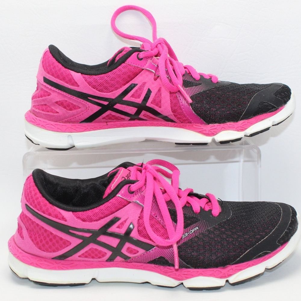Asics 33-DFA Womens Running Shoes Pink Black T582N Size 6.5‎ Sneakers
